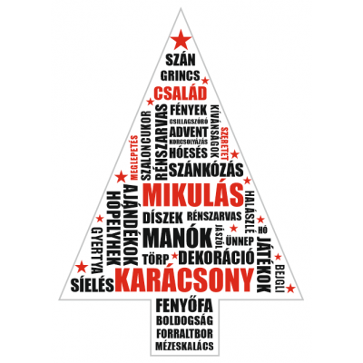 Karácsonyfa alakú dekoráció - matrica - tábla 53 × 75 cm