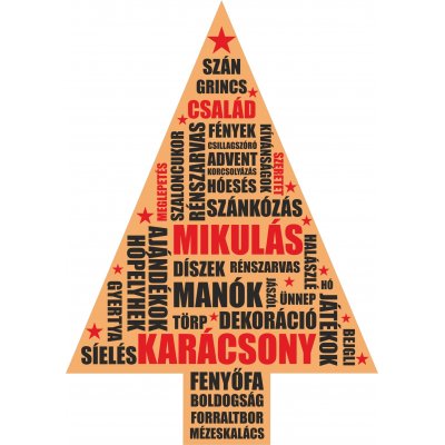 Karácsonyfa alakú dekoráció - matrica - tábla 53 × 75 cm