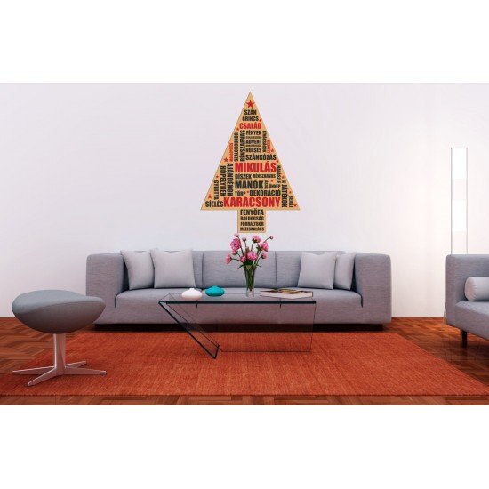Karácsonyfa alakú dekoráció - matrica - tábla 53 × 75 cm