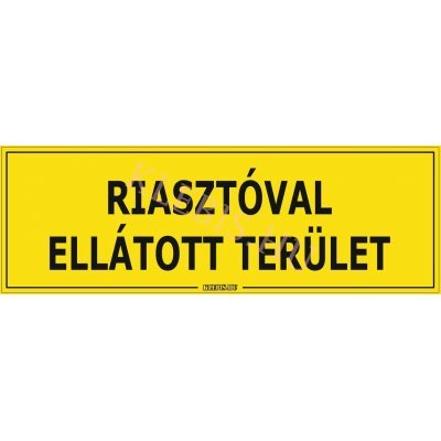 Riasztóval ellátott terület matrica, 60×20 cm
