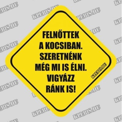 Felnőttek a kocsiban. Szeretnénk még mi is élni. Vigyázz ránk is! autómatrica, mágnesfólia 10×10 cm-től