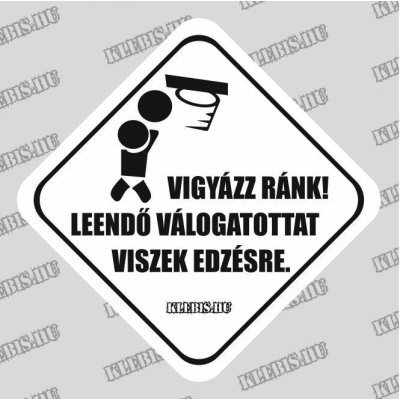 Vigyázz ránk! Leendő válogatottat viszek edzésre. (kosárlabda) autómatrica, mágnesfólia 10×10 cm-től