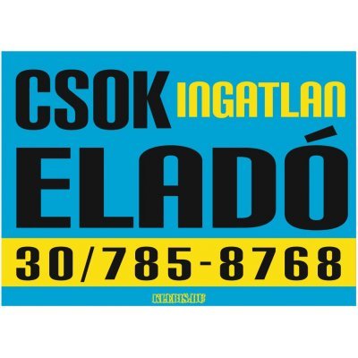 CSOK ingatlan eladó színes felirat, matrica, tábla, ponyva 100×72 cm (kék-fekete-sárga)