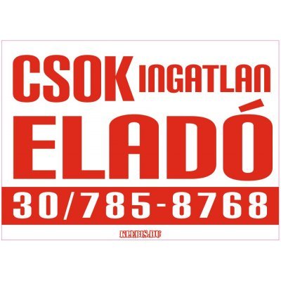 CSOK ingatlan eladó színes felirat, matrica, tábla, ponyva 100×72 cm (piros-fehér)