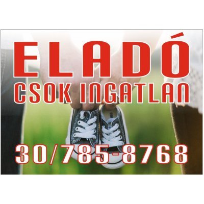 CSOK ingatlan eladó színes felirat, matrica, tábla, ponyva 100×72 cm (gyermek)