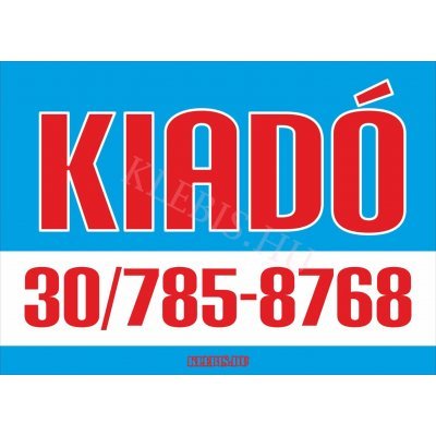 Kiadó színes felirat, matrica, tábla, ponyva 65×47 cm (kék-piros)