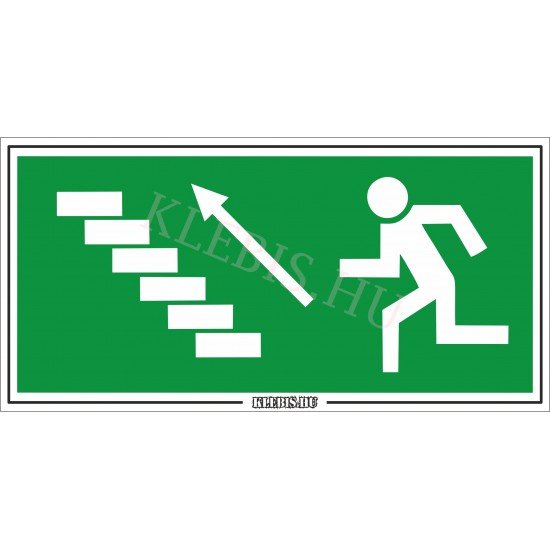 Menekülési út a lépcsőn felfelé, balra matrica, 40×20 cm
