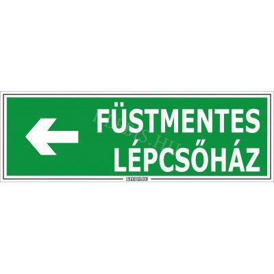 Füstmentes lépcsőház balra matrica, 30×10 cm Füstmentes lépcsőház balra matrica, 30×10 cm
