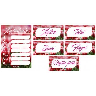 Tulipános nyitvatartás csomag - matrica, tábla 21×10 cm-től