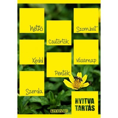 Nyitvatartás ( virágos ) matrica, tábla 21×29,7 cm-től