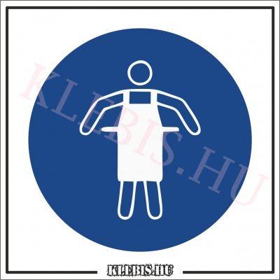 Védőkötény használata kötelező matrica, 10×10 cm Védőkötény használata kötelező matrica, 10×10 cm