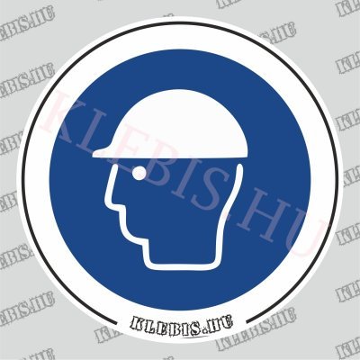 Fejvédő használata kötelező matrica, 10×10 cm Fejvédő használata kötelező matrica, 10×10 cm