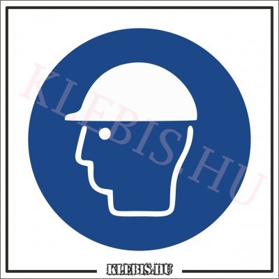 Fejvédő használata kötelező matrica, 10×10 cm Fejvédő használata kötelező matrica, 10×10 cm