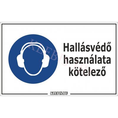 Hallásvédő használata kötelező matrica, 25×40 cm Hallásvédő használata kötelező matrica, 25×40 cm