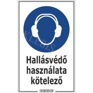 Hallásvédő használata kötelező matrica, 25×40 cm Hallásvédő használata kötelező matrica, 25×40 cm