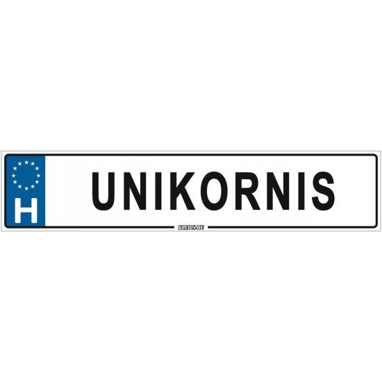Unikornis - (52 ×11 cm) autós rendszám matrica, tábla, mágnes