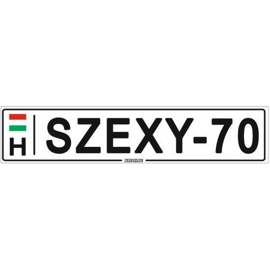 Szexy 70 - (52 ×11 cm) autós rendszám matrica, tábla, mágnes