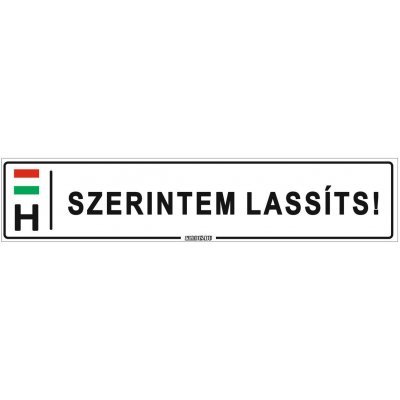 Szerintem lassíts! - (52 ×11 cm) autós rendszám matrica, tábla, mágnes