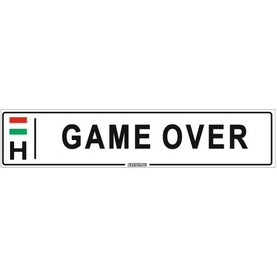 Game Over - (52 ×11 cm) autós rendszám matrica, tábla, mágnes