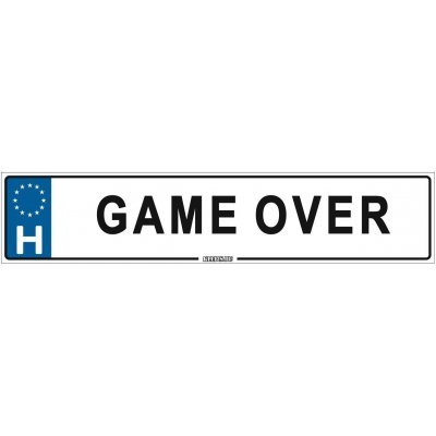 Game Over - (52 ×11 cm) autós rendszám matrica, tábla, mágnes