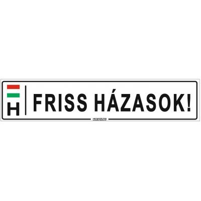 Friss házasok! - (52 ×11 cm) autós rendszám matrica, tábla, mágnes