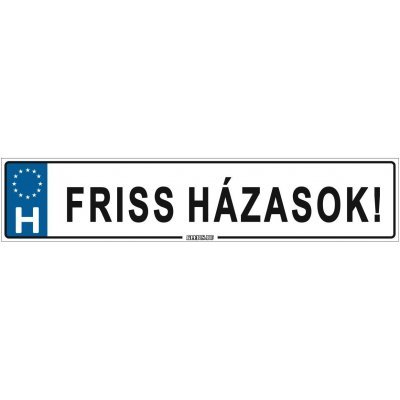 Friss házasok! - (52 ×11 cm) autós rendszám matrica, tábla, mágnes