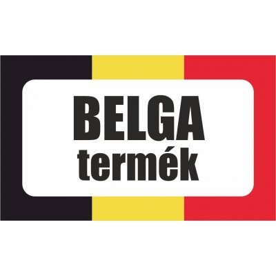 Belga termék, származási országot jelölő - matrica, tábla 10×6 cm-től