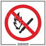 Nyílt láng használata és dohányzás tilos matrica, 16×16 cm Nyílt láng használata és dohányzás tilos matrica, 16×16 cm