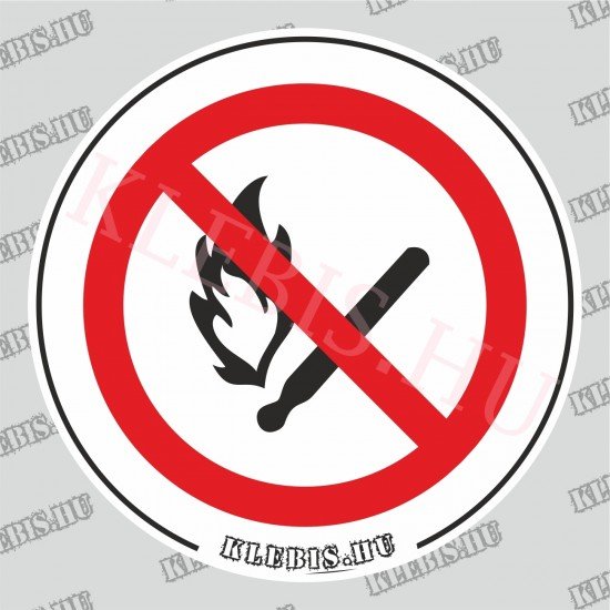 Nyílt láng használata és dohányzás tilos matrica, 16×16 cm