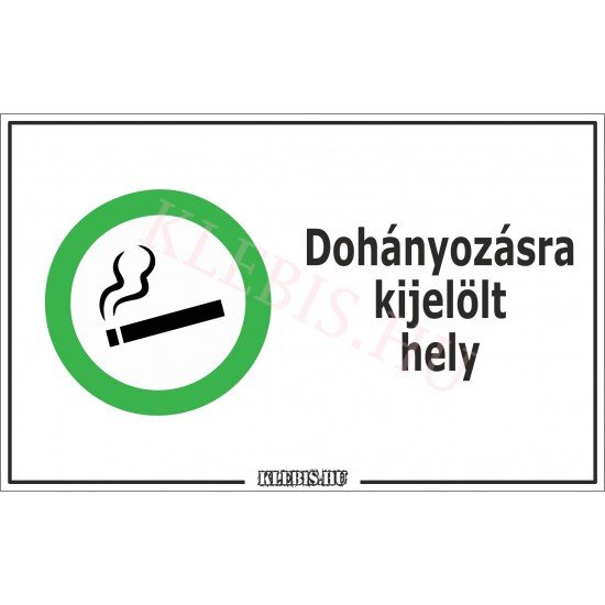 Dohányzásra kijelölt hely matrica, 6×10 cm