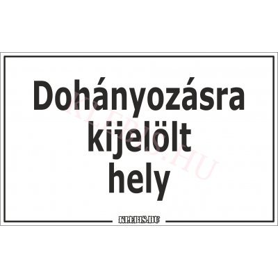 Dohányzásra kijelölt hely matrica, 10×6 cm