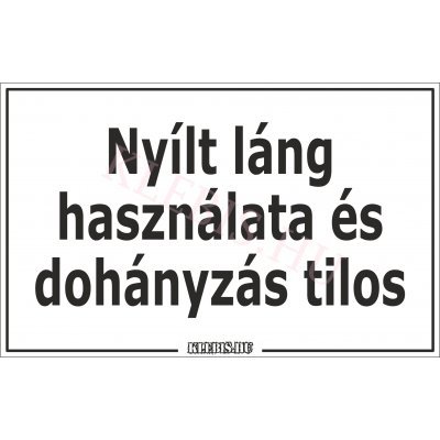 Nyílt láng használata és dohányzás tilos matrica, 10×6 cm