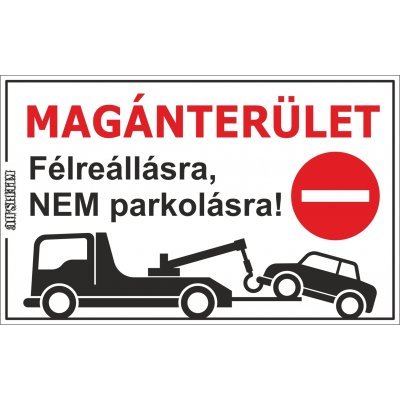 Magánterület jelzés, matrica, tábla, (fekete) 10×6 cm-től