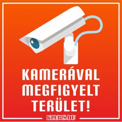Kamerával megfigyelt terület! (letisztult) jelzés, matrica, tábla 10×10 cm-től