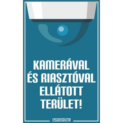 Kamerával és riasztóval ellátott terület! (modern) jelzés, matrica, tábla 6×10 cm-től