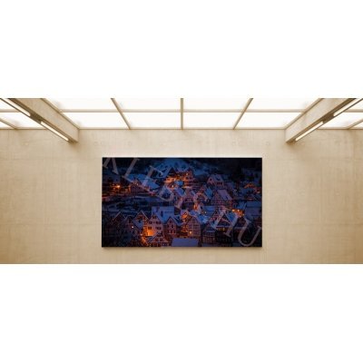 Éjszakai falu - vászonkép, vászonfotó, vakráma 45 × 30 cm Éjszakai falu - vászonkép, vászonfotó, vakráma 45 × 30 cm